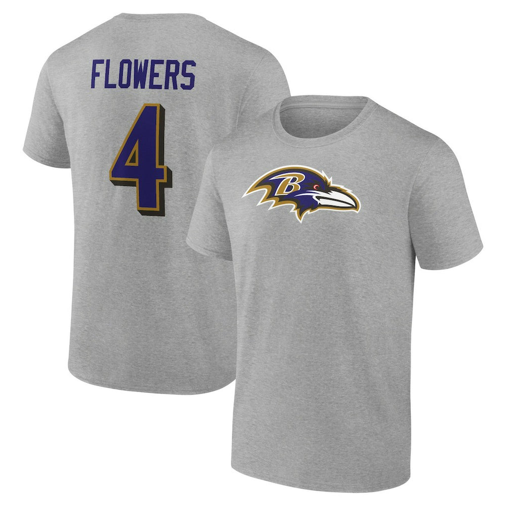 Zay Flowers Icon Player Name & Number T-Shirt - Baltimore Ravens T-shirts