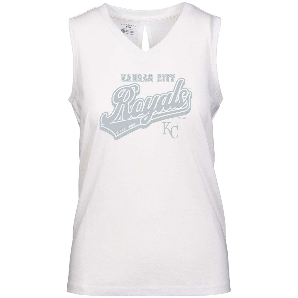 White Kansas City Royals Levelwear Women's Paisley Sweep V-Neck Tank Top