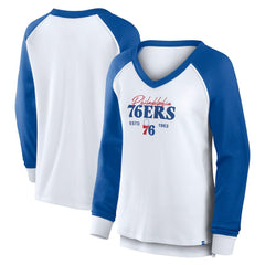 Fanatics Philadelphia 76ers Women's Open Lane Waffle Long Sleeve V-Neck T-Shirt