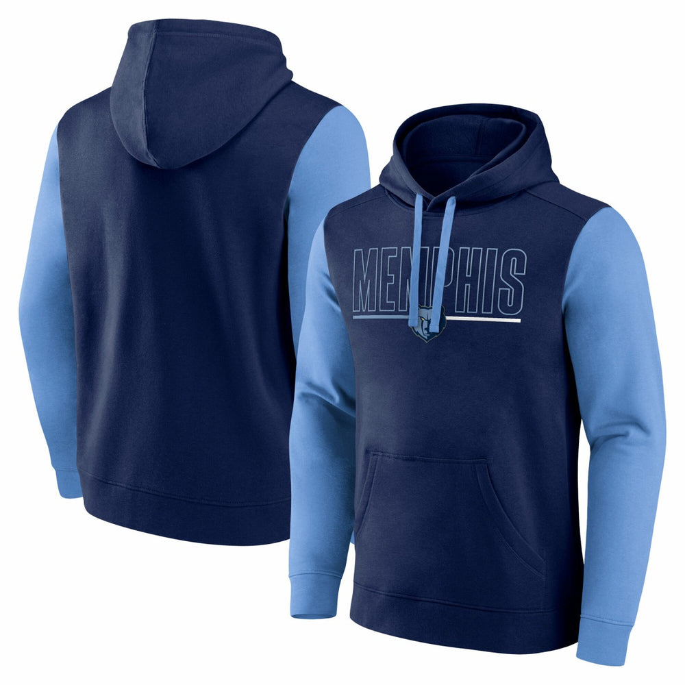 Memphis Grizzlies Logo Athletic Outline Colorblock Pullover Hoodie