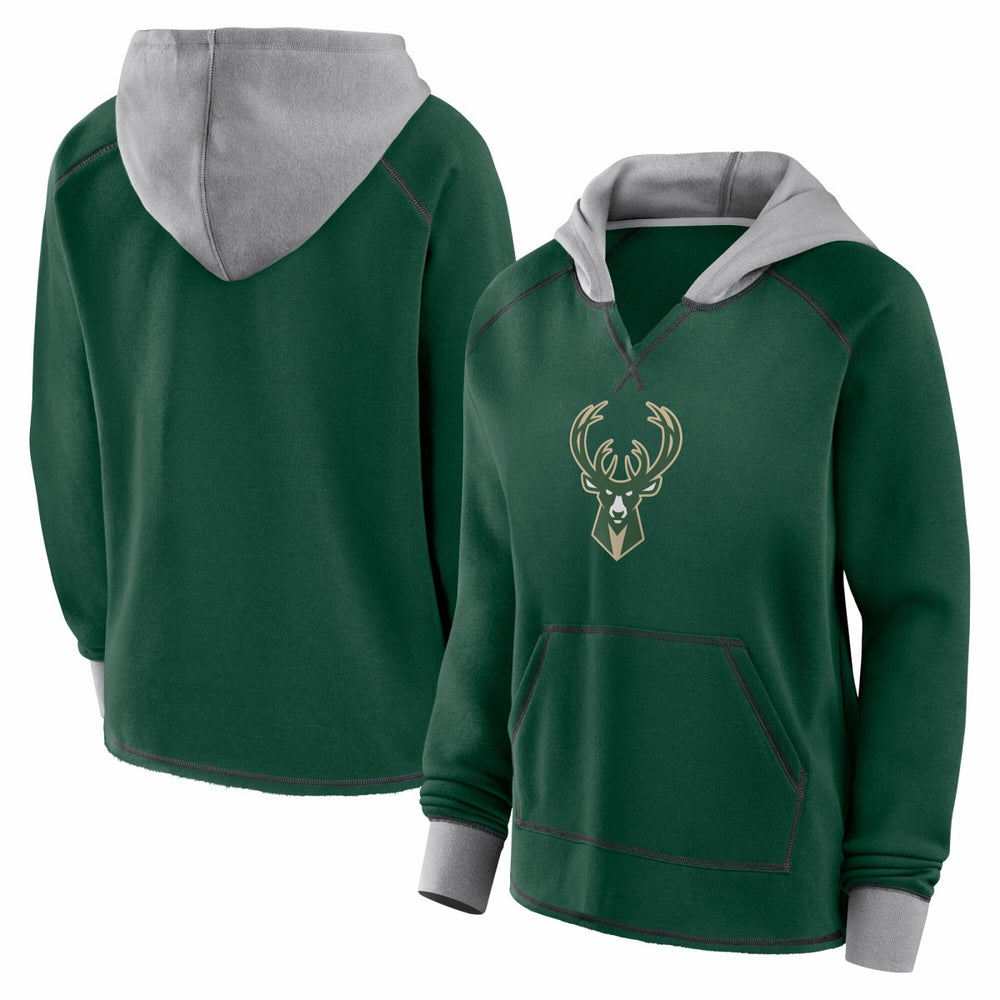 Milwaukee Bucks Logo Athletic Women's Boom Pullover Hoodie