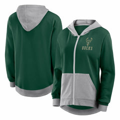 Milwaukee Bucks Logo Athletic Women's Hit It French Terry Full-Zip Hoodie