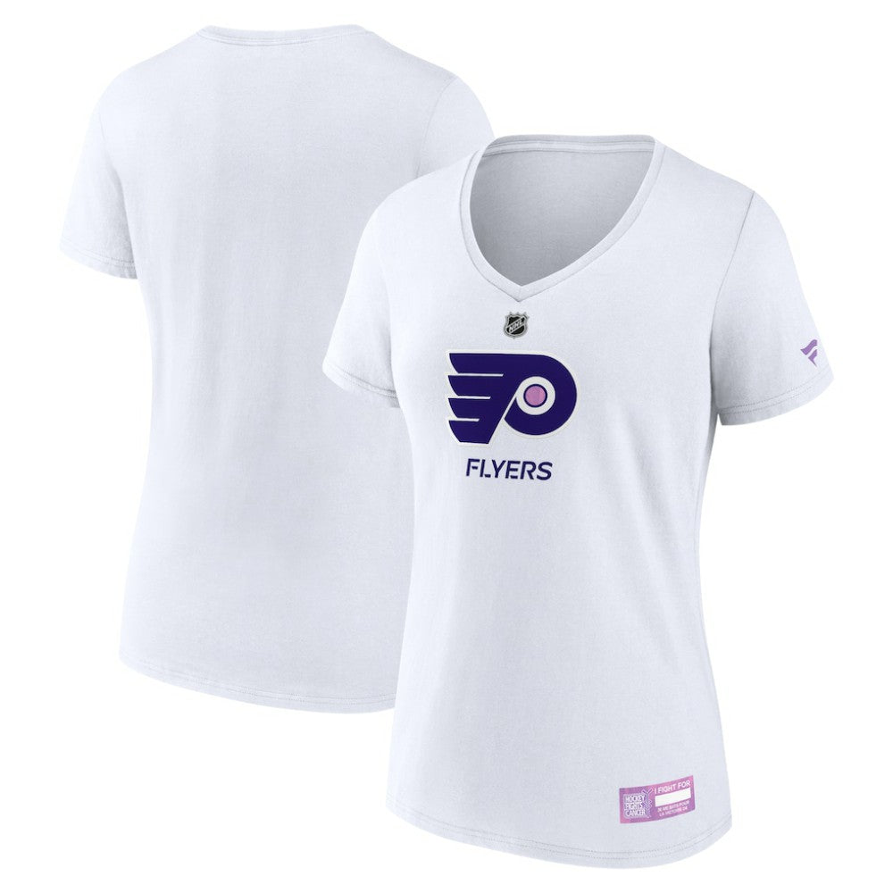 NHL Philadelphia Flyers Fanatics Women's 2024 Hockey Fights Cancer V-Neck T-Shirt
