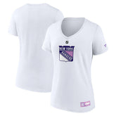 NHL New York Rangers Fanatics Women's 2024 Hockey Fights Cancer V-Neck T-Shirt