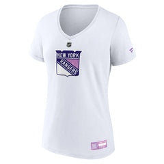 NHL New York Rangers Fanatics Women's 2024 Hockey Fights Cancer V-Neck T-Shirt