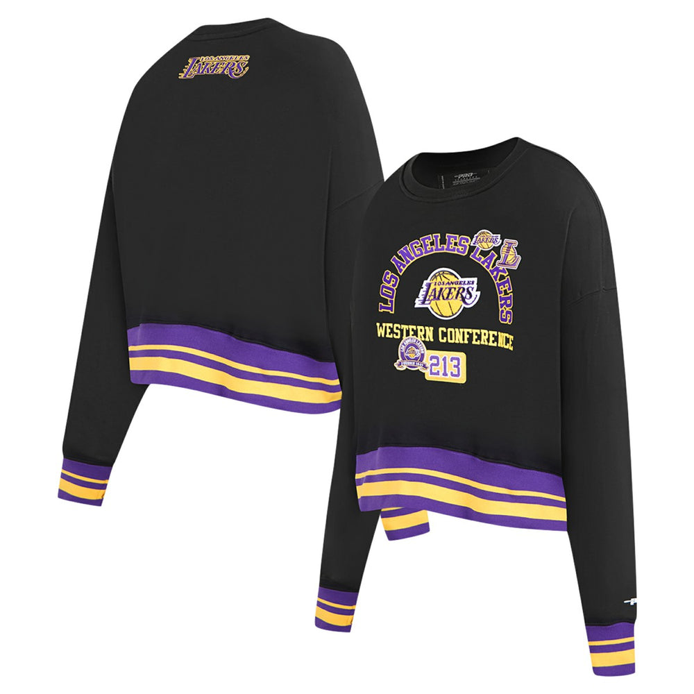Los Angeles Lakers Pro Standard Women's Area Code Cropped Pullover Sweatshirt