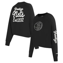 Brooklyn Nets Pro Standard Women's Paint The City Cropped Pullover Sweatshirt