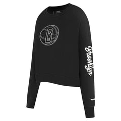 Brooklyn Nets Pro Standard Women's Paint The City Cropped Pullover Sweatshirt