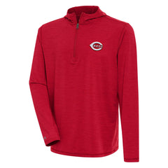 Heather Red Cincinnati Reds Antigua Tidy Quarter-Zip Hoodie