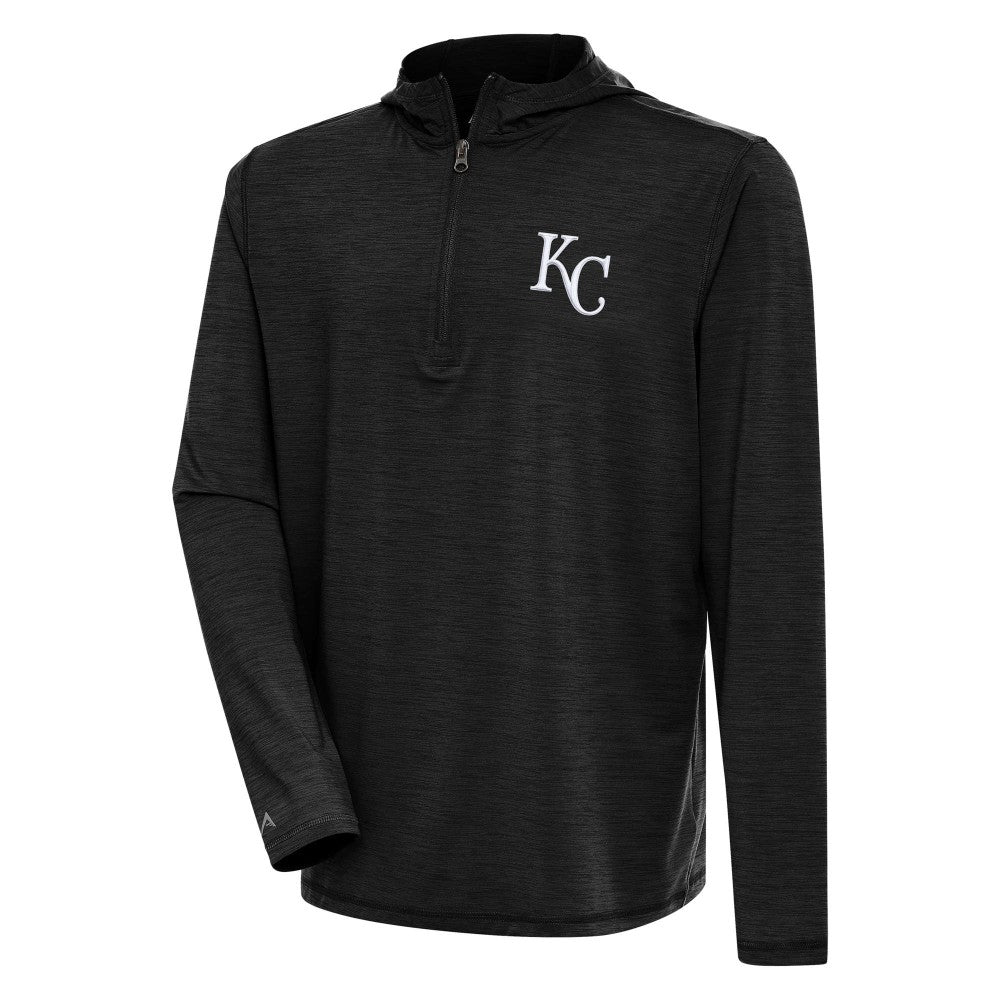 Heather Black Kansas City Royals Antigua Tidy Quarter-Zip Hoodie