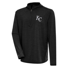 Heather Black Kansas City Royals Antigua Tidy Quarter-Zip Hoodie
