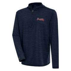 Heather Navy Atlanta Braves Antigua Tidy Quarter-Zip Hoodie