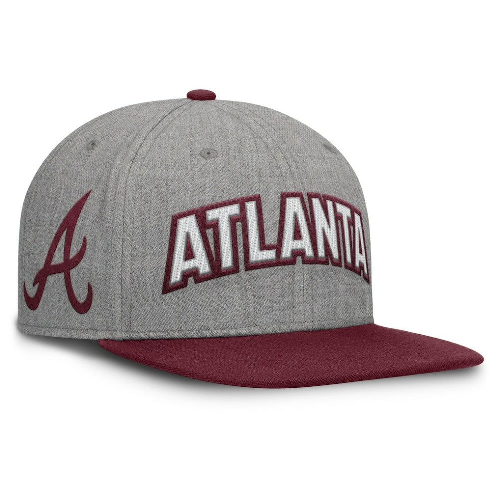 Gray/Maroon Atlanta Braves Fanatics Elements Felt Chainstitch Snapback Hat