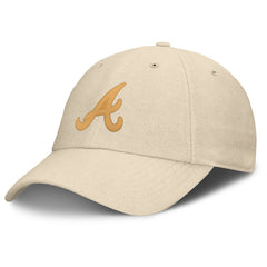 Cream Atlanta Braves Fanatics Front Office Leather Patch Adjustable Hat