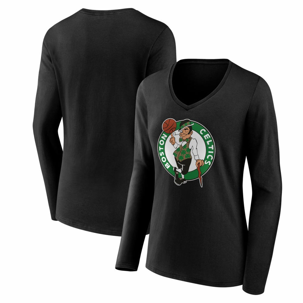 Boston Celtics Women's Primary Logo Long Sleeve V-Neck T-Shirt