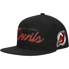 NHL New Jersey Devils Mitchell & Ness Core Team Script 2.0 Snapback Hat