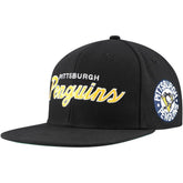 NHL Pittsburgh Penguins Mitchell & Ness Core Team Script 2.0 Snapback Hat