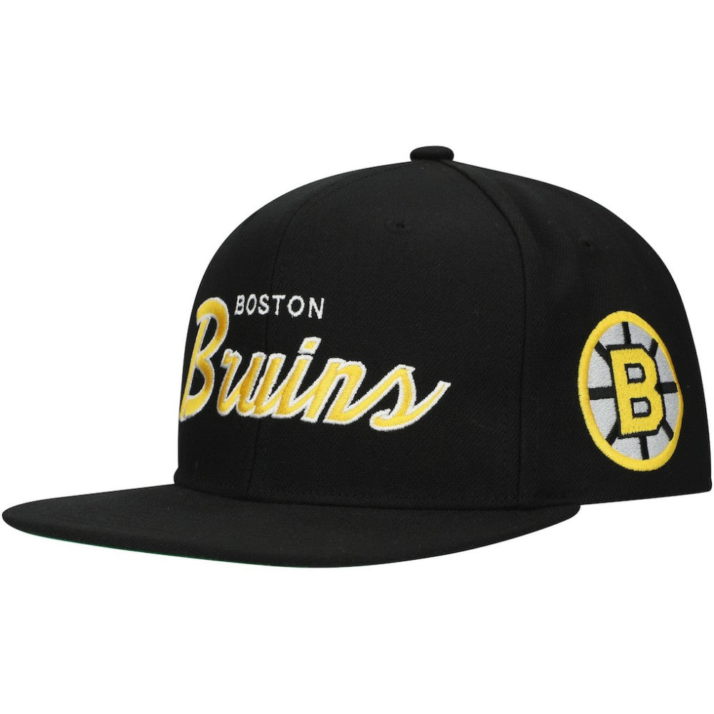 NHL Boston Bruins Mitchell & Ness Core Team Script 2.0 Snapback Hat