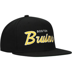 NHL Boston Bruins Mitchell & Ness Core Team Script 2.0 Snapback Hat