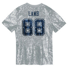 CeeDee Lamb Girls Youth Sequin V-Neck Fashion Jersey - Dallas Cowboys Jerseys