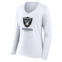 Women's Team Lockup Long Sleeve V-Neck T-Shirt - Las Vegas Raiders T-shirts