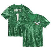 Jalen Hurts Girls Youth Sequin V-Neck Fashion Jersey - Philadelphia Eagles Jerseys