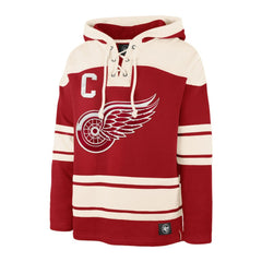 NHL Dylan Larkin Detroit Red Wings '47 Captain Patch Player Name & Number Lacer Pullover Hoodie