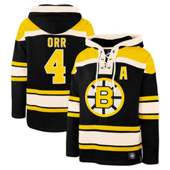 NHL Bobby Orr Boston Bruins '47 Retired Player Name & Number Lacer Pullover Hoodie