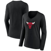 Chicago Bulls Women's Primary Logo Long Sleeve V-Neck T-Shirt sale