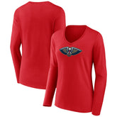 New Orleans Pelicans Women's Primary Logo Long Sleeve V-Neck T-Shirt