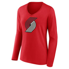 Portland Trail Blazers Women's Primary Logo Long Sleeve V-Neck T-Shirt