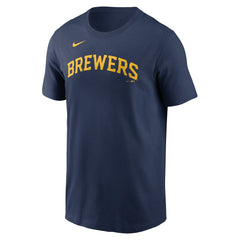 Navy Rhys Hoskins Milwaukee Brewers Nike Fuse Name & Number T-Shirt