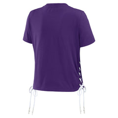 WEAR by Erin Andrews Women's Lace Up Side Modest Cropped T-Shirt - Minnesota Vikings T-shirts