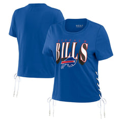 WEAR by Erin Andrews Women's Lace Up Side Modest Cropped T-Shirt - Buffalo Bills T-shirts