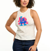 White Los Angeles Dodgers Lusso Women's Lourdes Tank Top