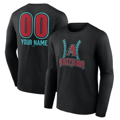 Black Arizona Diamondbacks Personalized Name & Number Fastball Long Sleeve T-Shirt