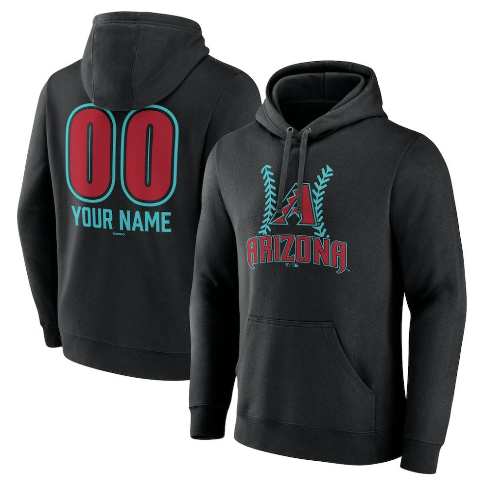 Black Arizona Diamondbacks Personalized Name & Number Fastball Pullover Hoodie
