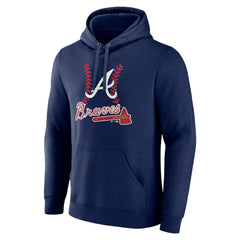 Navy Atlanta Braves Personalized Name & Number Fastball Pullover Hoodie