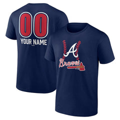 Navy Atlanta Braves Personalized Name & Number Fastball T-Shirt