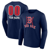 Navy Boston Red Sox Personalized Name & Number Fastball Long Sleeve T-Shirt