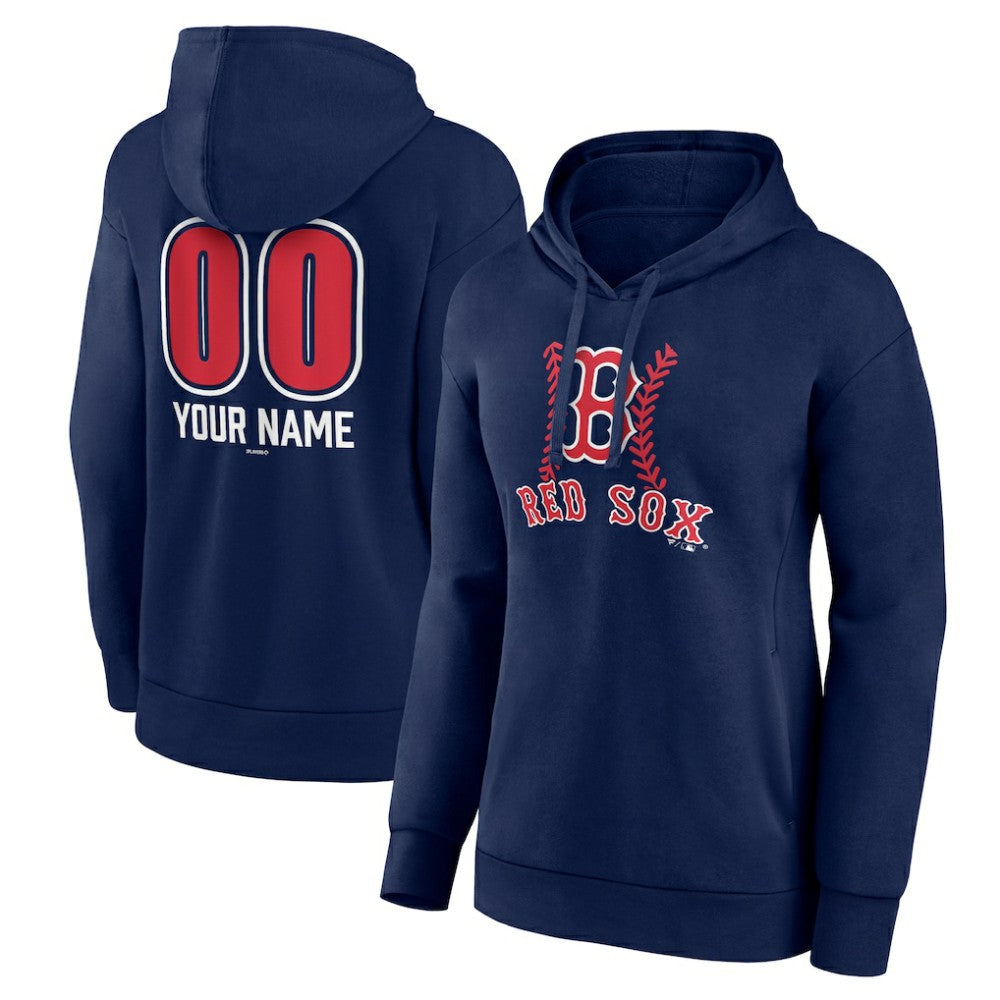 Navy Boston Red Sox Women's Personalized Name & Number Fastball Pullover Hoodie