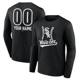 Black Chicago White Sox Personalized Name & Number Fastball Long Sleeve T-Shirt
