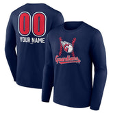 Navy Cleveland Guardians Personalized Name & Number Fastball Long Sleeve T-Shirt