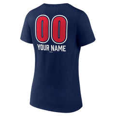 Navy Cleveland Guardians Women's Personalized Name & Number Fastball V-Neck T-Shirt