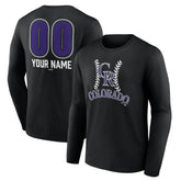 Black Colorado Rockies Personalized Name & Number Fastball Long Sleeve T-Shirt