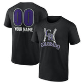 Black Colorado Rockies Personalized Name & Number Fastball T-Shirt