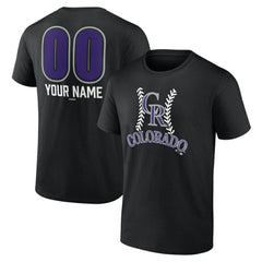 Black Colorado Rockies Personalized Name & Number Fastball T-Shirt