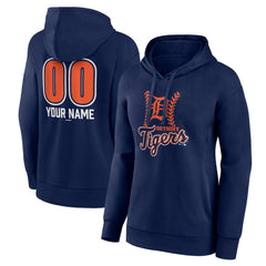 Navy Detroit Tigers Women's Personalized Name & Number Fastball Pullover Hoodie