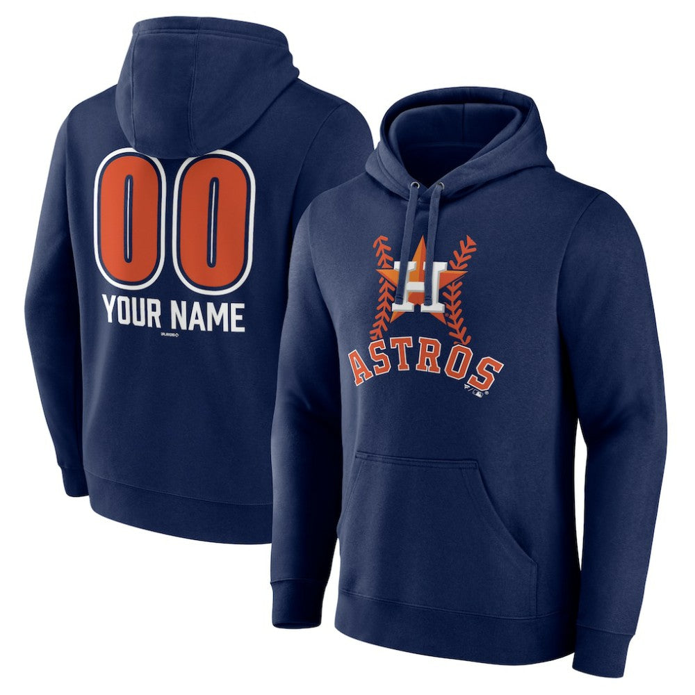Navy Houston Astros Personalized Name & Number Fastball Pullover Hoodie