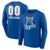 Royal Kansas City Royals Personalized Name & Number Fastball Long Sleeve T-Shirt